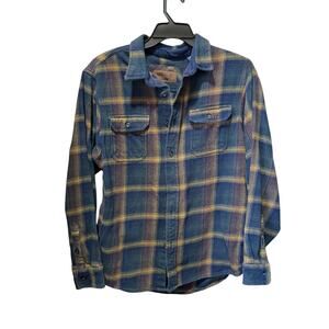 Orvis Plaid Flannel Button Down Shirt W/Side Pockets Size L